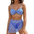 thumbnail image 2 of TTUHYWXI Women's Ruched Retro Bikini, High Waisted Two-Piece Push Up Swimsuit (Blue, M), 2 of 9