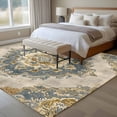 thumbnail image 2 of Vintage Floral Pattern Washable Area Rug 6 x 9 ft Bohemian Retro Traditional Flower , Soft Non Slip Rugs Stain Repellent Indoor Felt Carpet for Living Dining Room Bedroom Home Office, 2 of 9