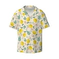 thumbnail image 2 of Lsque Flowers and Butterflies print Men's Cuban Collar Short Sleeve Shirt Summer Beachwear Casual Button Down Fashionable Vacation Leisure Shirt-XX-Large, 2 of 7