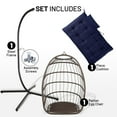 thumbnail image 6 of SereneLife Foldable Egg Chair with Stand – Hanging Rattan Wicker Swing for Indoor Outdoor Use – 350 lbs Capacity, Breathable Cushion & Headrest – Patio, Balcony, Porch, Bedroom Lounge Furniture, 6 of 8