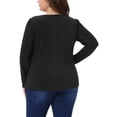 thumbnail image 3 of Blusas brillantes de cuello cuadrado de manga larga con brillo para mujeres de tallas grandes Agnes Orinda 1X negras, 3 of 5