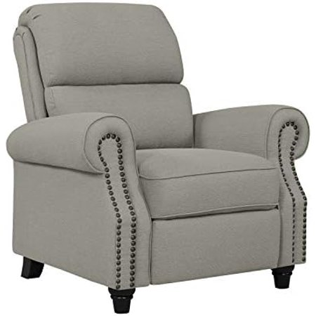 Domesis Cortez - Linen Push Back Recliner Chair, Dove Grey