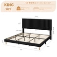 thumbnail image 3 of GloryStar Vertical Channel Tufted Velvet Bed Frame, Adjustable Headboard Platform Bed with Wooden Slats, No Box Spring Required, 3 of 7