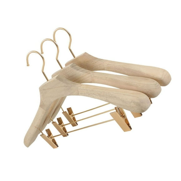 Wooden Pants Hanger with Clips Camphor Wood Suit Hangers for Wardrobe Organization 1PCS