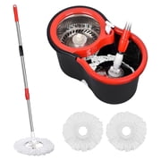 Spin Mop and Bucket, 360 Mop and Bucket with Wringer Set 3 Mop Heads, Stainless Steel Floor Spin Mop Bucket System for Floor Cleaning Black 01