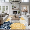 thumbnail image 3 of Yellow Grey Sunflowers Area Rugs 5'x8', Washable Small Throw Rugs for Classroom Bedroom, Boho Vintage Floral Rustic Blossom Indoor Outdoor Rug Non-Slip Low Pile Carpet Runner Reversible Floor Mats, 3 of 8