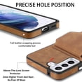 thumbnail image 3 of TECH CIRCLE Case for Samsung Galaxy S22+ 6.6", [Built-in 2 Micro-SIM Card Slots] Slim Soft Shockproof Protective Cover with Ring Holder Stand + Card Holder Pocket + Eject Pin Holder - Brown, 3 of 8