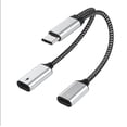 thumbnail image 1 of Ofertas Limitadas, Adaptador de cable de audio auxiliar de 3,5 mm a tipo C de carga rápida de 60 W para cargar y escuchar música 2 en 1 para interfaz tipo C reversible Akmoler, 1 of 2