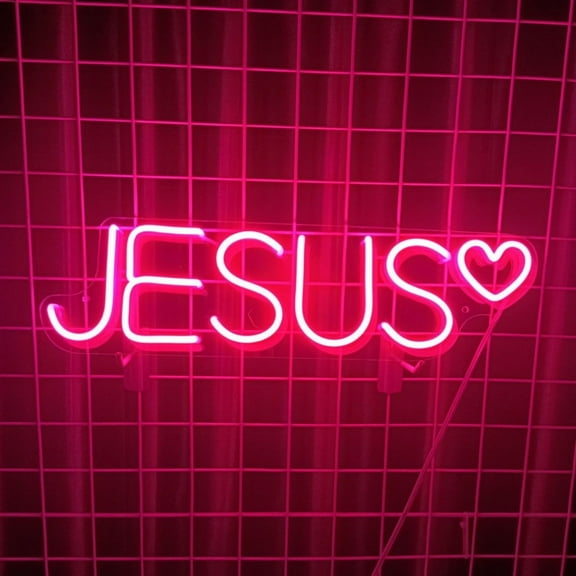 Handmadetneonsign Jesus Neon Sign, Jesus Heart Wall Art Decor, Jesus Home Room Wall Decor