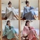 thumbnail image 2 of Pijama de manga larga para mujer, cuello de muñeca sobre la rodilla, corte de hada, estilo coreano, ropa de hogar, estilo princesa para mujer, 2 of 6
