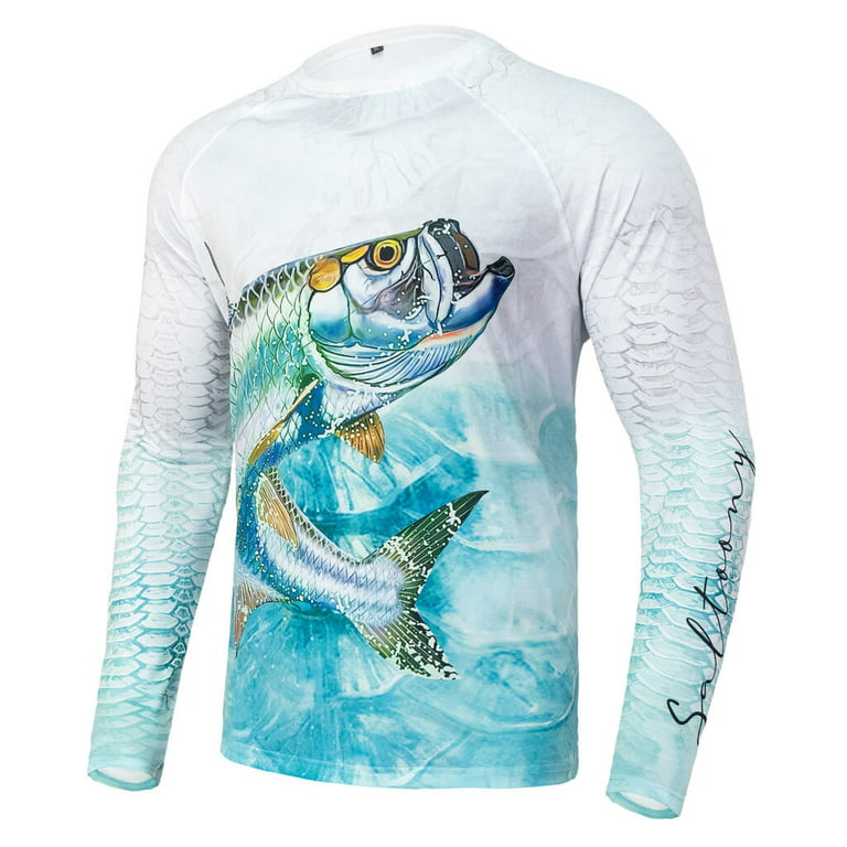 Tarpon Men's Fishing T-Shirt Long Sleeves Large - Saltloony UPF 50 Dri-Fit