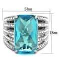 thumbnail image 2 of High polished (no plating) Stainless Steel Ring with Synthetic Synthetic Glass in Sea Blue for Women Sea Blue Stone Color Style TK1826 Size 9, 2 of 4