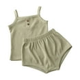 thumbnail image 3 of HAOTAGS Girls Summer Knit 2-Piece Set, Sleeveless Tank Top And Shorts Soft Breathable Toddler Girls Casual Outfit Green 6-9 Month, 3 of 7