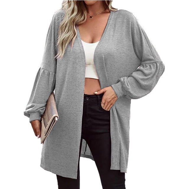 Cardigan Léger pour Femmes Mode Cardigan Ample à Manches Longues Manteau d'Automne Blouse en Liquidation