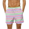 thumbnail image 2 of CALAFEBILA Mens Beach Shorts Summer Striped Print Surfing Loose Board Shorts, 2 of 6