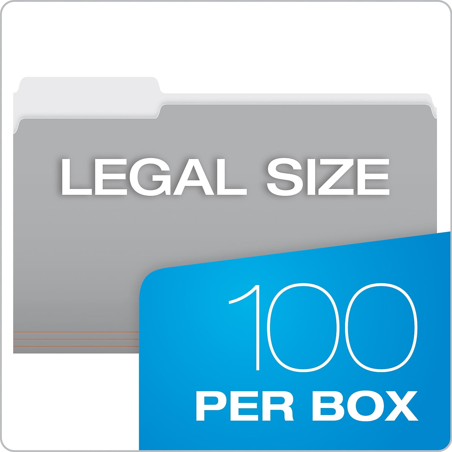 Interior File Folders, 1/3-Cut Tabs, Legal Size, Gray, 100/Box