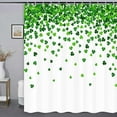 thumbnail image 3 of St. Patrick''s Day Shower Curtain, Green Clover Shamrock Leaf Decor Fabric Shower Curtains, Irish Green White Bathroom Shower Curtain Set with Hooks 72 x 72 Inches, 3 of 7