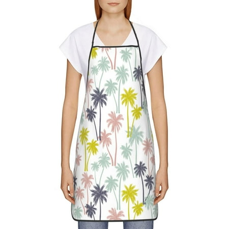

Goofa Bib Apron Unisex Aprons Adjustable Waterdrop Resistant Cooking Kitchen Apron for Chef Hawaiian Coconut Tree Pattern Apron Bulk