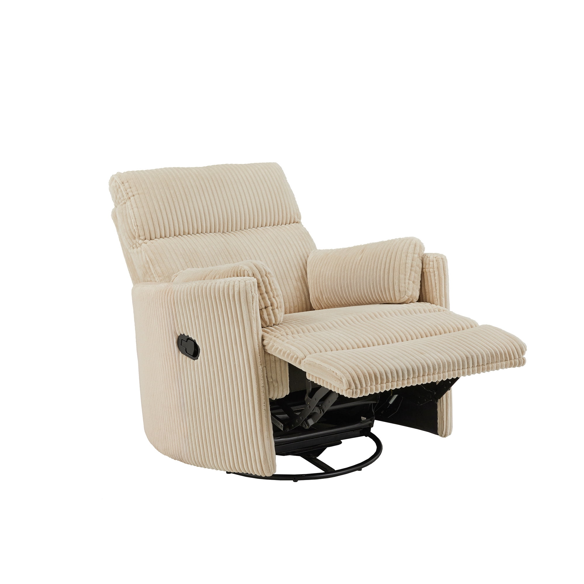 Weston Home Sloan Plush Corduroy Fabric Manual Swivel Glider Recliner, Beige