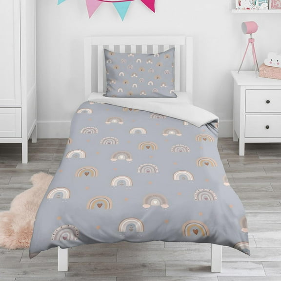Boho Bohemia Rainbow Duvet Cover and Pillowcase Set for Single Bedding, Bedroom Accessories for Kids Teens
