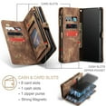thumbnail image 4 of CaseMe Leather Case for Samsung Galaxy A51 4G,2 in 1 Detachable Wallet Case with 8-Card Holder Zipper Bills Slot,Magnetic Shockproof Flip Leather Cover Zipper Pocket Phone Cases,Brown, 4 of 8
