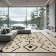 thumbnail image 2 of ODIKA 8'x10' Washable Area Rug Beige Black Geometric Diamond Design Accent Elegant Symmetric with Bold Contrasts for Living Room, Under Sectional, Family , Durable, Non-Slip, 2 of 7