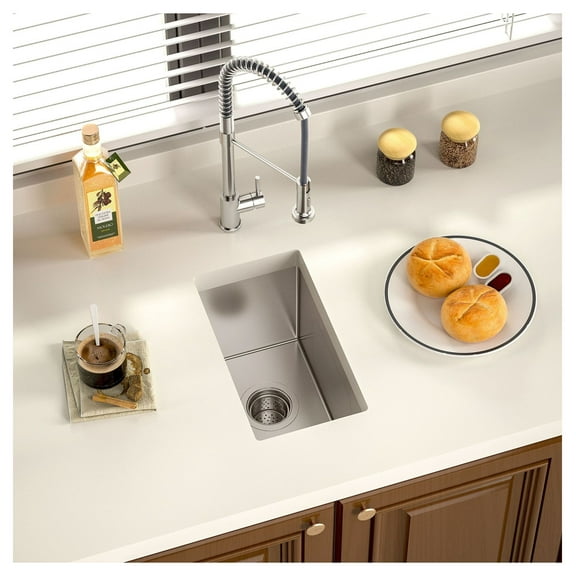 10 x 17 Inch Undermount 16 Gauge Single Bowl Handmade Stainless Steel Kitchen