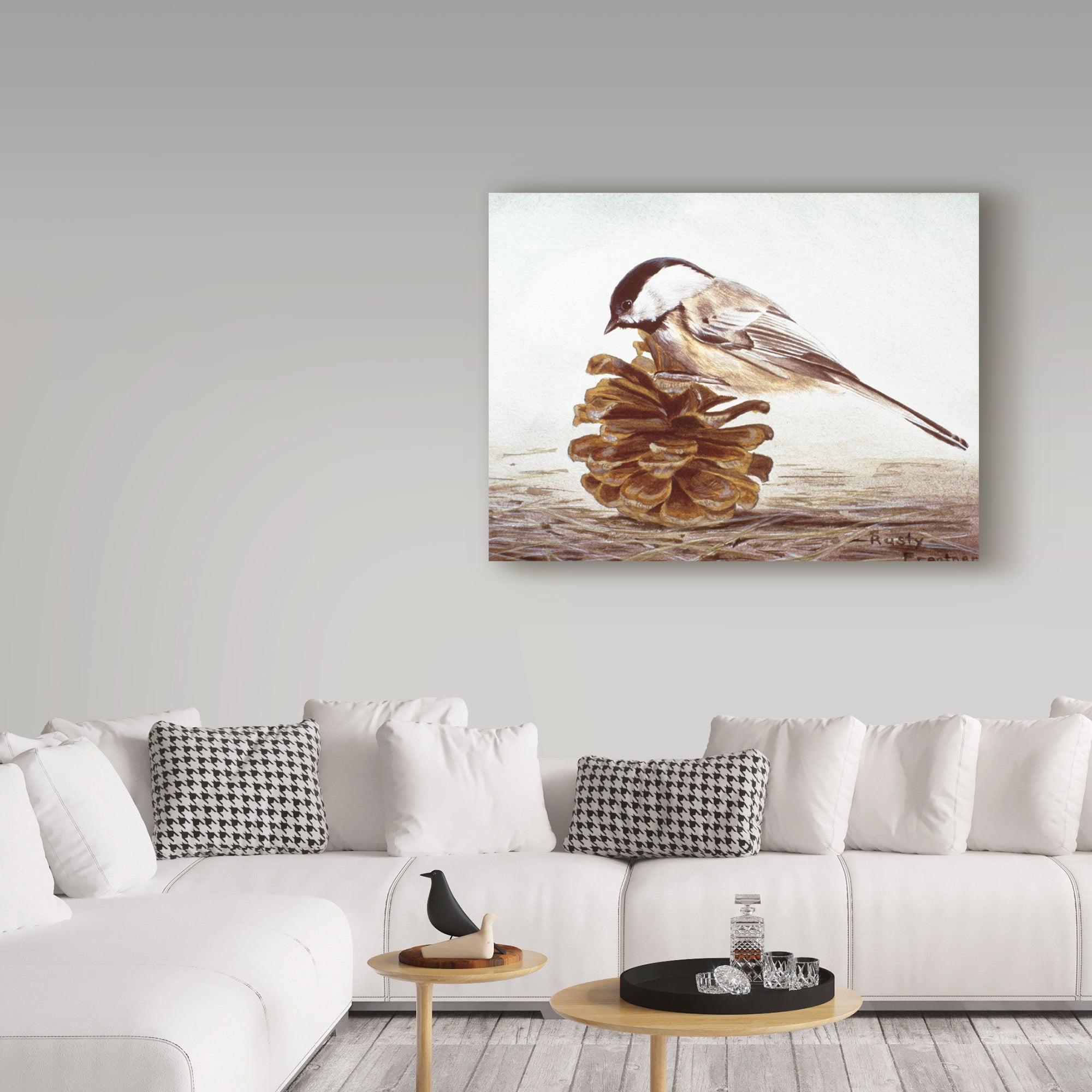 Trademark Fine Art 'Black Capped Chickadee' Canvas Art by Rusty Frentner
