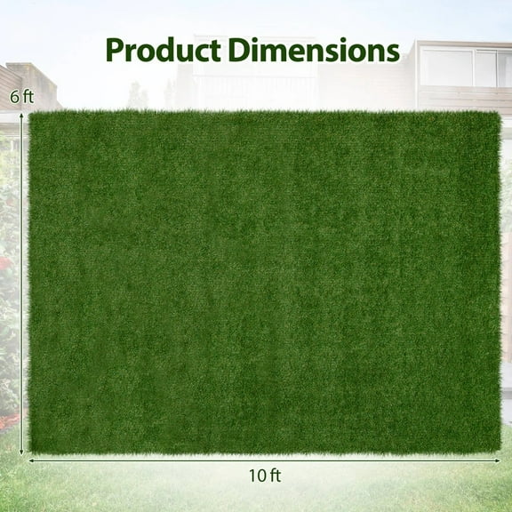 Auranook 6 x 10 FT Artificial Grass Turf w/Drainage Holes Nonslip Bottom 80 OZ Heavy，Indoor Outdoor Synthetic Turf Mat