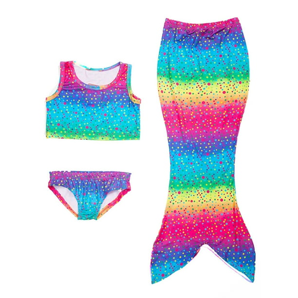 Wodstyle Kid's Girl Mermaid Tail 3Pcs Swimsuits Funny Bathing Suits