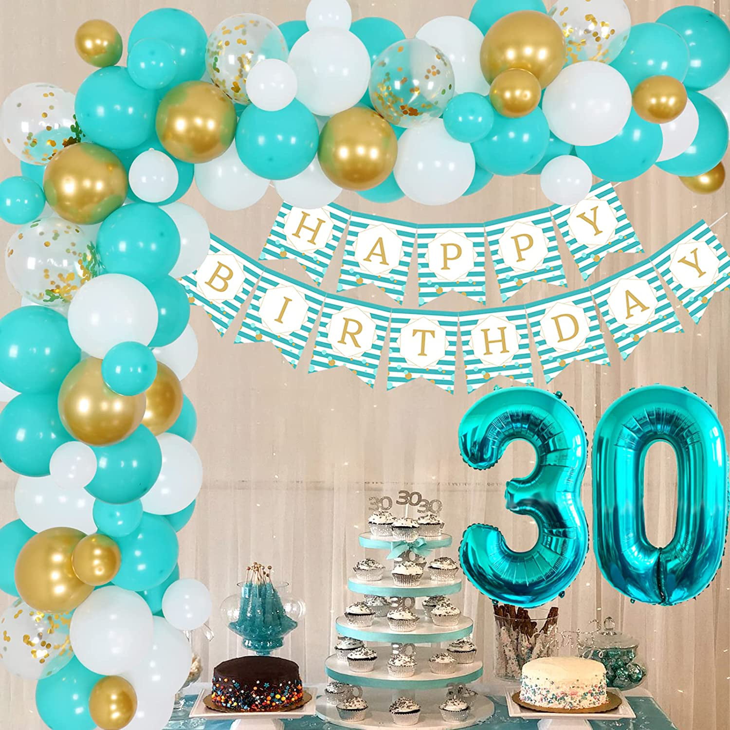 30th Birthday Decorations for Women Teal 30th Birthday Party ...