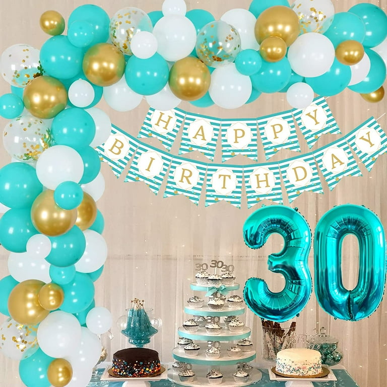 Rose Gold Thirty & Fabulous Happy 30th Birthday Banner Garland Foil Balloon  30 for Womens 30th Birthday Decorations Hanging 30 and Fabulous Cheers to