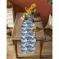 thumbnail image 5 of nqOlkjepod Blue Garden Table Runner 72 Inches Long Farmhouse Dress Scarves, Retro Mountain Tree Forest Landscape Dining Tablerunner for Coffee Table/Kitchen Island/Party Décor, 13" x 72", 5 of 8