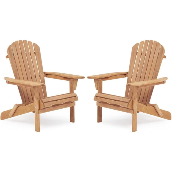 Olurrisa Wooden Outdoor Folding Adirondack Chair Set of 2 Wood Lounge Patio Chair for Garden,Garden, Lawn, Backyard, Deck, Pool Side, Fire Pit,Half Assembled,