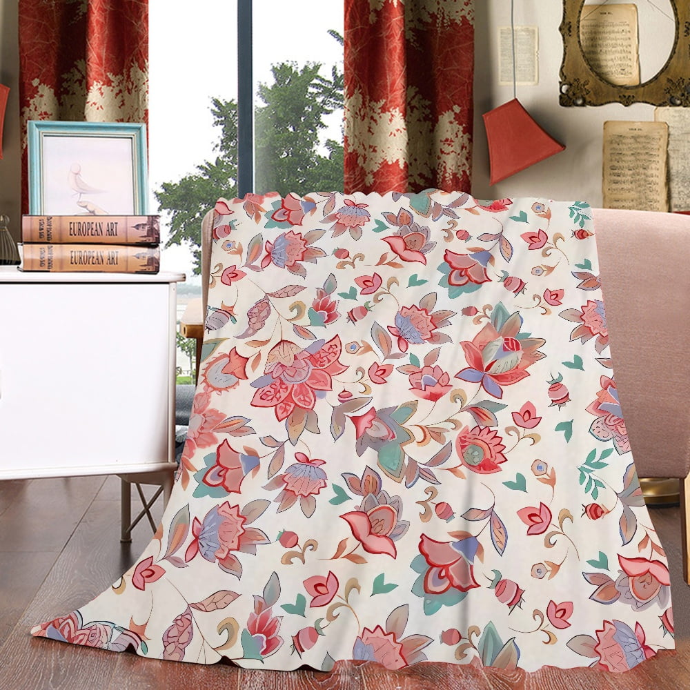 Blanket, Throw Blanket Flannel Blankets Queen Size Plant Flower Home ...