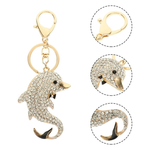 SEWCHICS Decorative Keychain Rhinestone Zinc Alloy Dolphin Shape 1Set