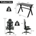 thumbnail image 4 of Goplus X-Shaped Gaming Desk & Racing Style Massage Chair Set Home Office Black+White, 4 of 10
