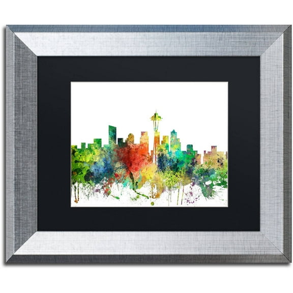 Trademark Fine Art Landscapes Matted Framed Art ' Seattle Washington Skyline SP ' by Marlene Watson