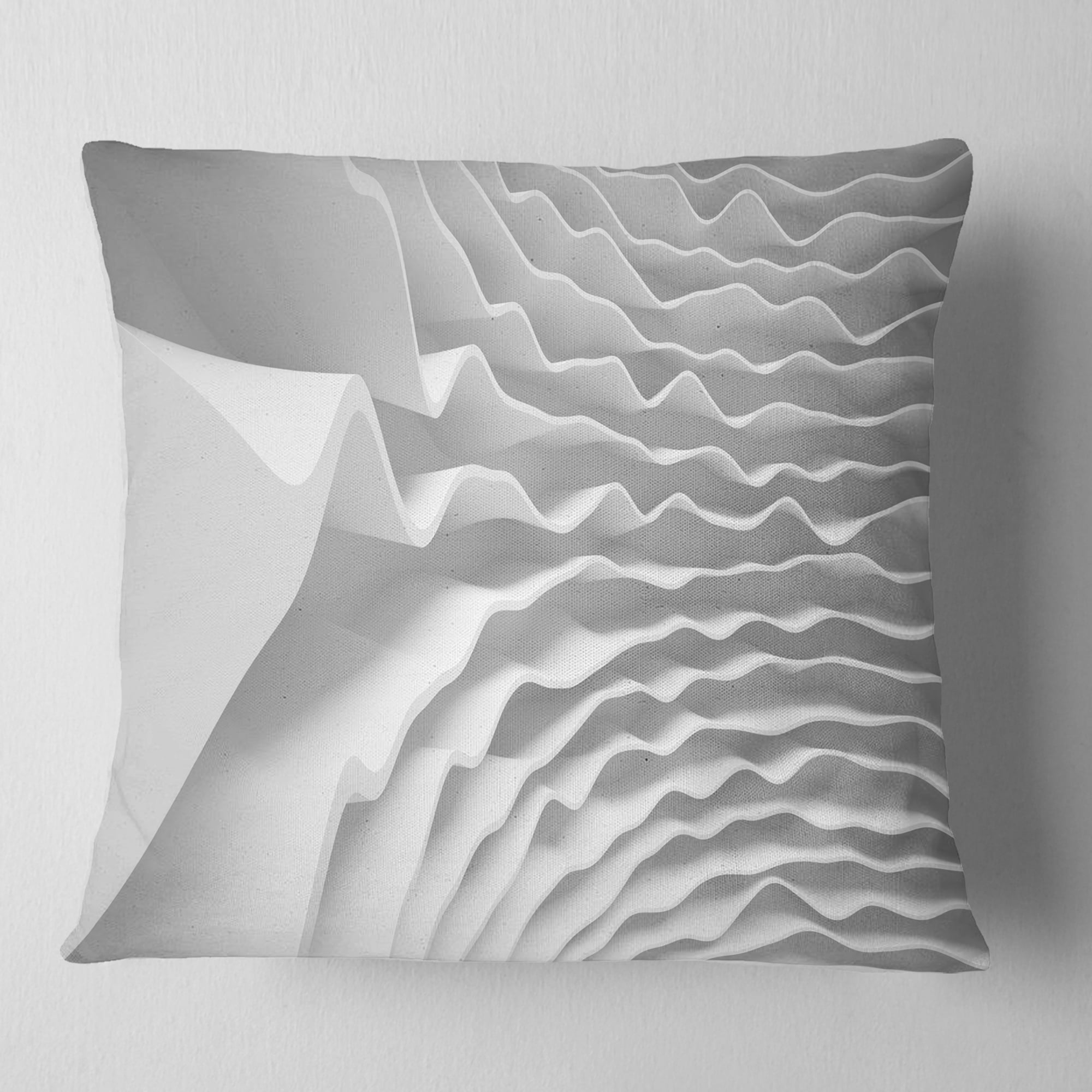 Designart Fractal Curved White 3D Waves - Contemporary Throw Pillow - 16x16