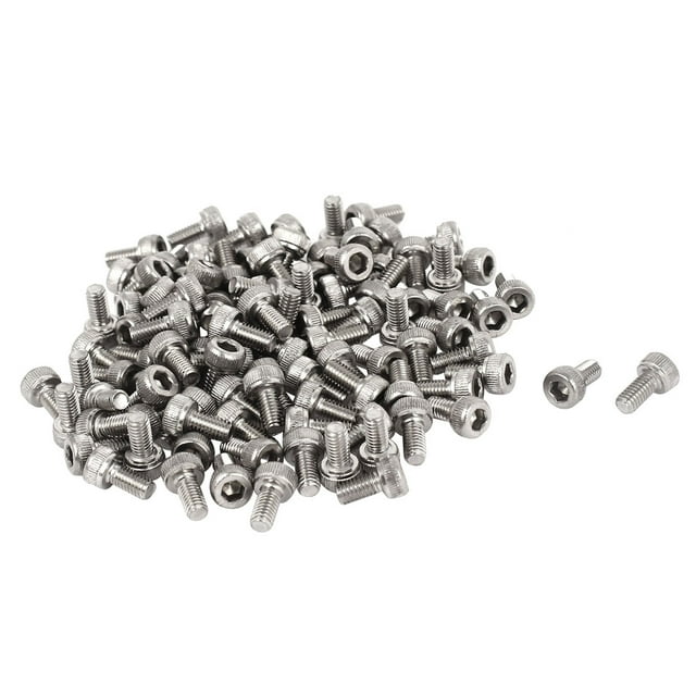 Tornillos de acero inoxidable M3x6mm con paso de 0.5mm, cabezal hexagonal y estriado, 100 piezas