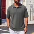 thumbnail image 2 of LMOIPLI Mens Golf Shirt Jacquard Short Sleeve Striped Shirt Moisture Wicking Performance Textured Knit Work Shirt Gray XXXL, 2 of 9