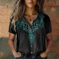 thumbnail image 2 of Womens Spring Summer Shirts Cotton Printed Fashion Casual Short Sleeve Shirts for Women, 2 of 3