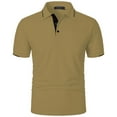 thumbnail image 3 of DDAPJ pyju Men's Casual Polos Shirt Contrast Color Short Sleeve Business Work Shirts Lightweight Moisture Wicking Golf Shirt Khaki XL, 3 of 6