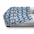 thumbnail image 3 of Ikat Soft Flannel Fleece Throw Blanket, Ikat Damask Linked Motifs Pattern Blurry over Finer Tied Warp and Weft Yarns Design, Cozy Plush for Indoor and Outdoor Use, 50" x 60", Blue White, by Ambesonne, 3 of 6