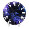 LNWH Silent Non Ticking Wall Clock, Neon Tropical Monstera Leaf Pattern