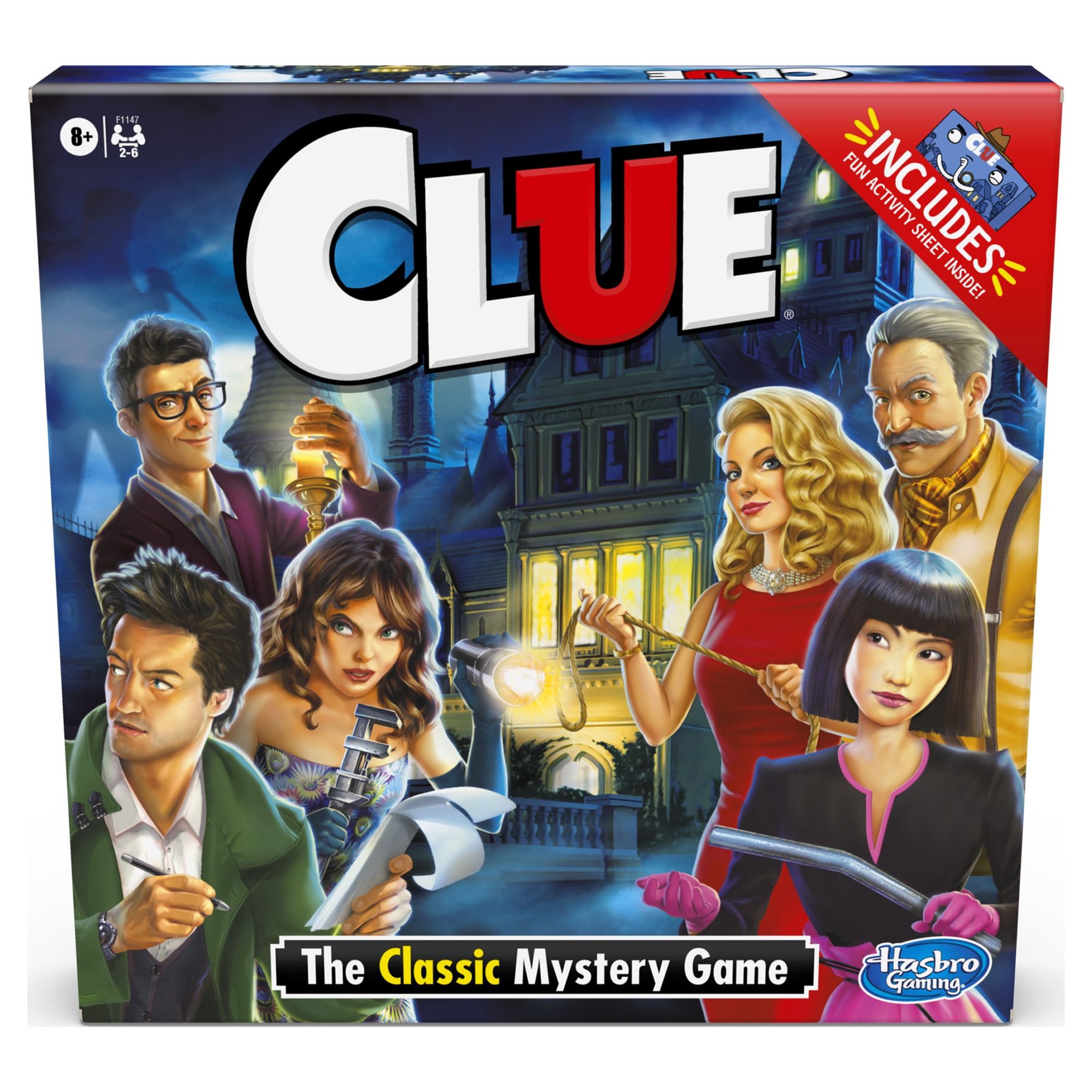 Clue Classic Mystery Board Game for Kids and Family Ages 8+, 2-6 Players (Walmart Exclusive)