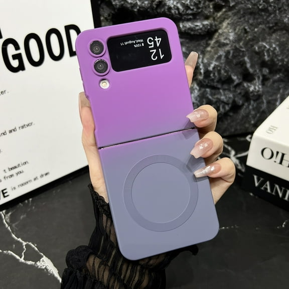 Allytech Gradient Case for Samsung Galaxy Z Flip 5, Slim Lightweight Colorful Cover Compatible with MagSafe, Soft TPU Stylish Case with Lens Film for Samsung Galaxy Z Flip 5, Purple Gray