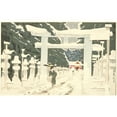thumbnail image 2 of Kobayashi Kiyochika 14x11 Black Ornate Wood Framed Double Matted Museum Art Print Titled: Heavy Snow at Toshogu Shrine in Ueno (1879), 2 of 5