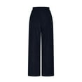 thumbnail image 6 of BXINGOHAI Corduroy Pants for Women Casual Drawstring Elastic High Waist Straight Leg Pants Loose Comfy Trousers with Pockets Navy M, 6 of 7