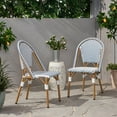 thumbnail image 1 of DAJU Outdoor PE Ratten and Aluminum French Bistro Chairs,Set of 2,Rusted Blue & White,Bamboo Print Finish, 1 of 12